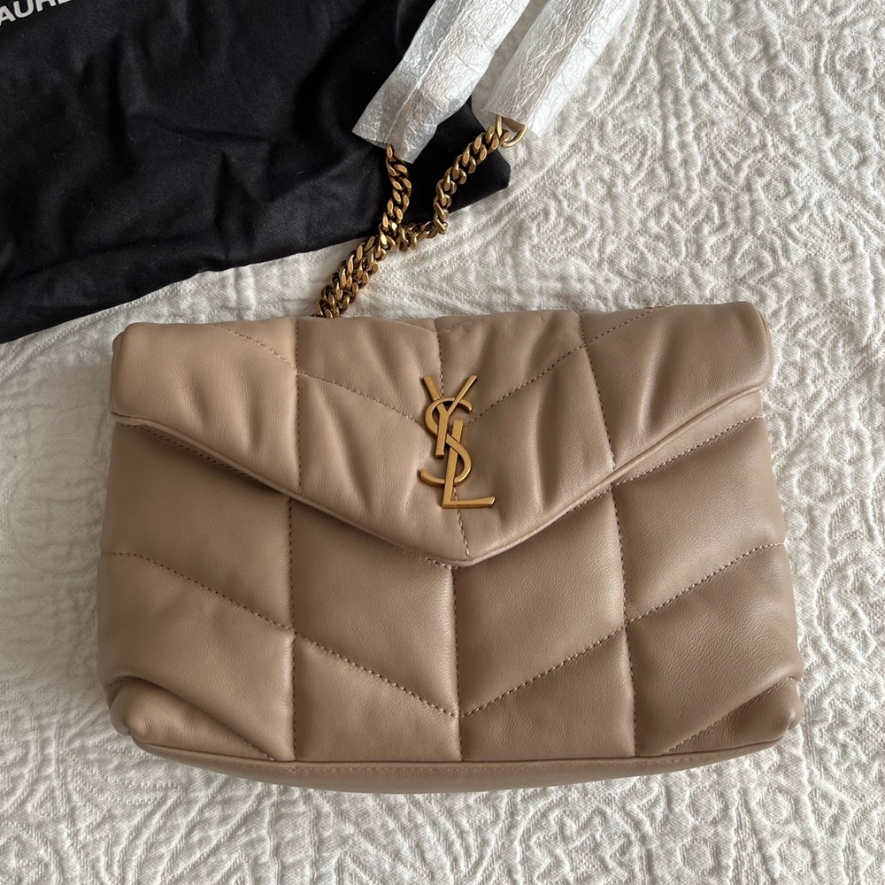 Saint Laurent Beige Quilted Shoulder Bag - Picture 2 of 6